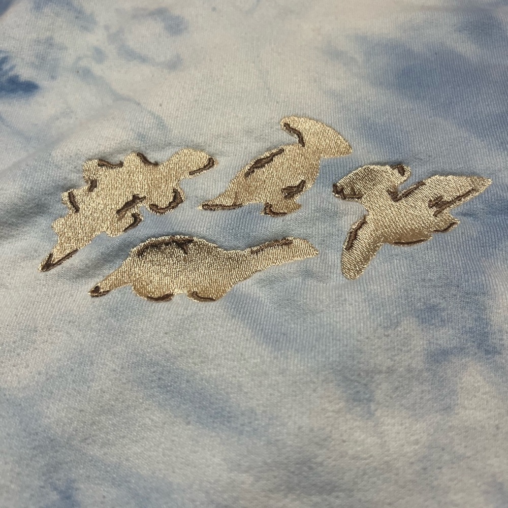 Dinosaur Embroidered Tie-Dye Shirt